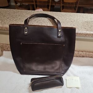 Portland Leather Brown Tote Bag with Sturdy Handles